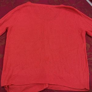 Bright Orange Button-Up Knit Cardigan