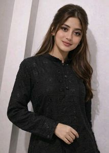 women's Black Sequin Kurta