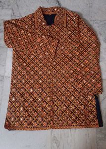 Embroidered Kurta Jacket with Mirror Work