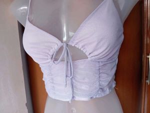 Lavender Ruched Halter Neck Top