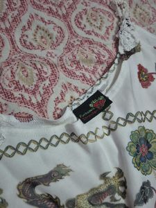 White Dragon Print Flowy Camisole Top