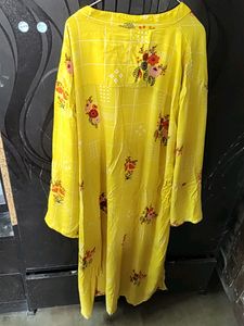 Bright Yellow Kurti with Floral Print