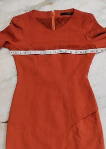 Chic Long-Sleeve Rust Mini Dress