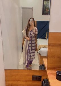 Purple Polka Dot Kurta Set with Dupatta