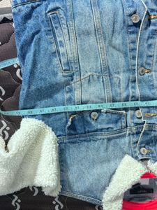 forever 21 Denim Jacket with Sherpa Sleeves