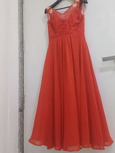 Elegant Red Lace Evening Gown