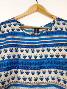 Boho Blue Patterned Cropped Top