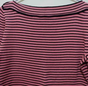 Hillard Hansen Pink Black Striped Boat Neck Top