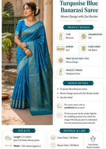 Stunning Blue Silk Saree with Gold Border