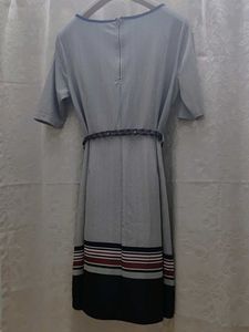 Striped Hem Dress with Belt