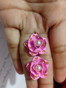 Cute Pink Flower Pearl Earrings