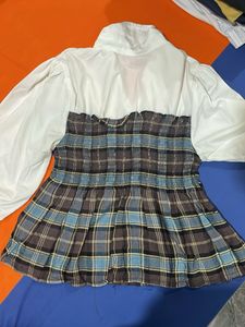 Chic Plaid Smocked Button-Down Top