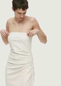 H&amp;M Prettiest White Draped Bandeau Dress