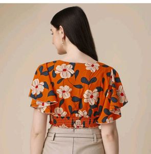 Stylish Floral Print Wrap Top