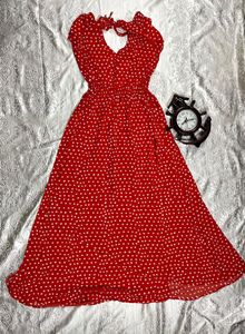 Red Polka Dot Maxi Dress 🌹