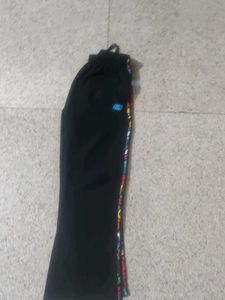 Stylish Black Track Pants with Colorful Stripe