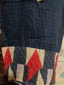 Stylish Black Kurta with Red &amp; Beige Print