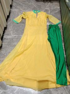 Yellow Kurta with Green Pants