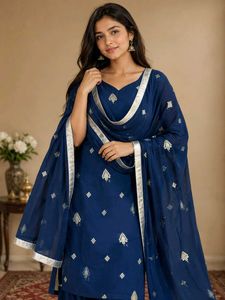 Elegant Navy Blue Dupatta
