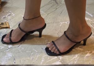 Mast & Harbour Black Strappy Kitten Heel Sandals