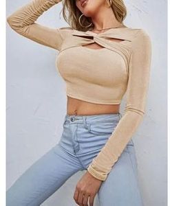Sparkly Twist Front Cutout Top