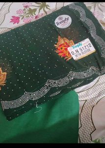 Elegant Green Embroidered Saree