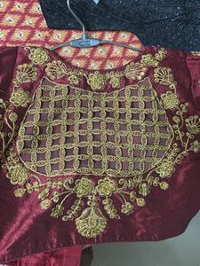Maroon Embroidered Silk Blouse