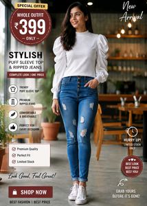 White Puff Sleeve Top and jeans