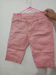 Pink Denim Capri
