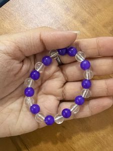 Purple &amp; Clear Beaded Bracelet