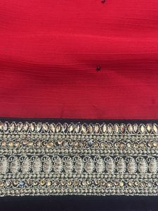 Red Colour Saree With Embroidered Border