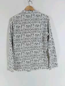 White Printed Ethnic Shirt (Men)