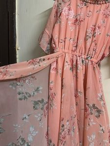 Chic Floral Print Midi Dress slit on both sides wi