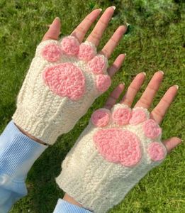 Cute Black and Pink Kitty/dog Paw hand Gloves