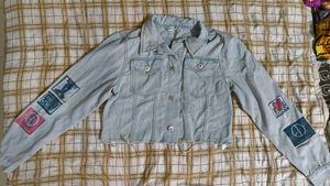 Light Wash Denim Jacket with Patches