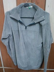 Men's Gray Quarter Zip Sweater