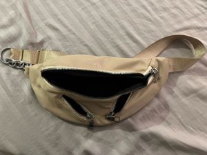 Beige Zipper Waist Bag