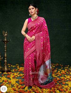 Elegant Pink Banarasi Silk Saree