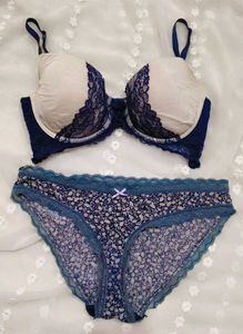 Beautiful Lace Trimmed Bra and Panty Set