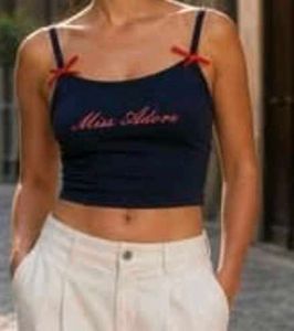 Navy Blue "Miss Adore" Cropped Top