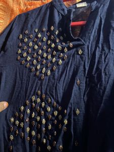 Navyblue Top with stone work(few stains Are There