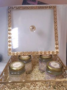 Metal Dry Fruit Gifting Box Gold with 4 jars