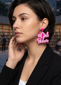 New Girl Power Pink  Statement Earrings
