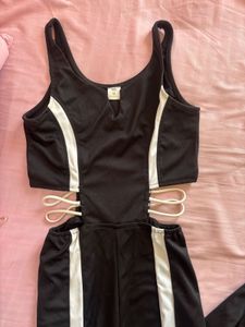 Chic Black &amp; White Cut-Out Jumpsuit