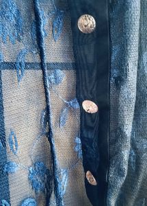 Elegant Navy Floral Sheer Kimono