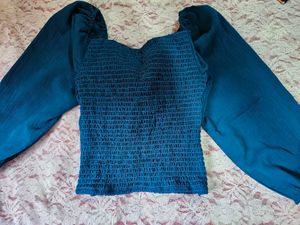 Deep sea blue ruched Top