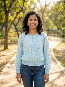 Light Blue Printed Casual Top