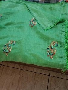 Green Embroidered Saree