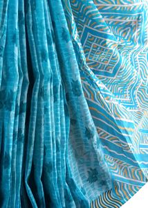 Vibrant Blue Tie-Dye Saree
