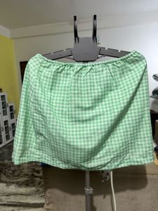 Cute Green Gingham Mini Skirt